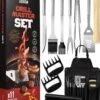 Squago BBQ Accesoires XXL Set Met Schort - Gereedschap - Gereedschapset Tang Borstel Mat -Barbecue Grill Winkel 1031x1200