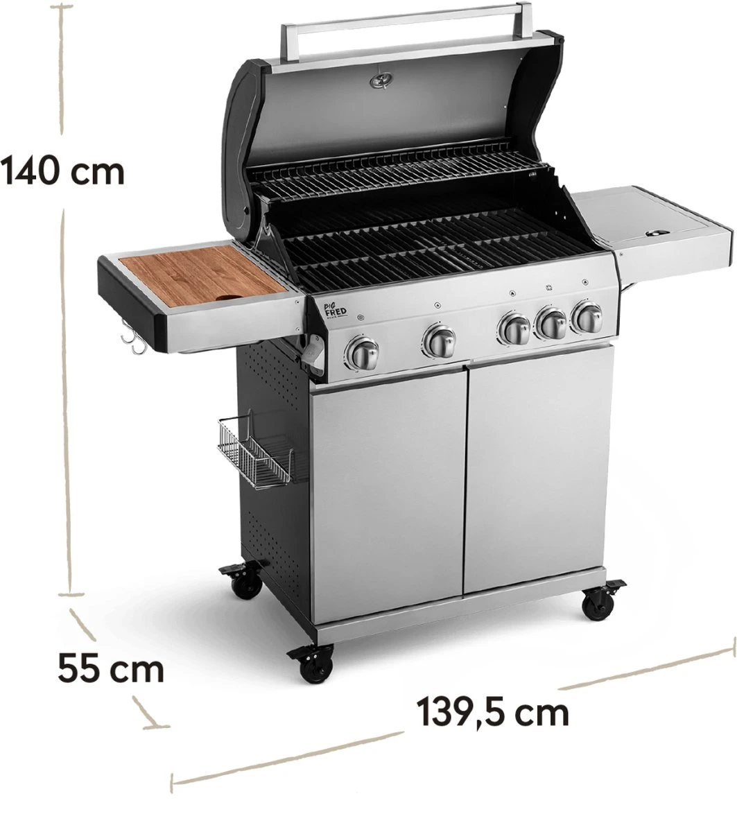 Burnhard Gas BBQ Big FRED Deluxe - 4 Branders - Incl. Keramische Infraroodbrander & Afdekhoes - Deluxe 22 Burnhard Gas BBQ Big FRED Deluxe - 4 Branders - Incl. Keramische Infraroodbrander & Afdekhoes - Deluxe - Afbeelding 20