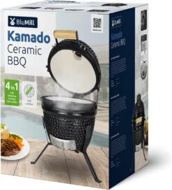 BluMill Kamado BBQ Egg - Kamado 13 Inch - Incl. Vlees Thermometer - Houtskoolbarbecues - Zwart - Ø 27cm -Barbecue Grill Winkel 1090x1200