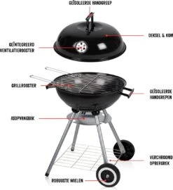 BBQ Collection Houtskoolbarbecue - Kogelbarbecue 45 X 60 Centimeter - Ronde Barbecue - Barbecue Op Wielen - Zwart - Metaal -Barbecue Grill Winkel 1098x1200