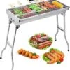 Uten - Houtskoolbarbecue - Opvouwbare Barbecue - Houtskoolbarbecues - Draagbare Camping Barbecue - 430 Roestvrij Staal Grill BBQ - 5-10 Persoon Tuin Buitenfeest - Zilver -Barbecue Grill Winkel 1133x1200