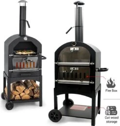 MaxxGarden Pizza Oven Buiten - Houtskool – Incl. Pizzasteen - 45x65x158cm -Barbecue Grill Winkel 1146x1200