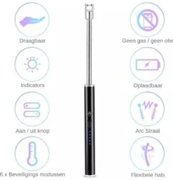 Merkloos BBQ Aansteker Oplaadbaar Met Usb Kabel - Elektrische Keuken Aansteker - Flexibele Aansteker - Zwart -Barbecue Grill Winkel 1155x1200