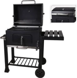 Houtskool BBQ Op Wielen + Tafel | Mat Zwart - X86000060 -Barbecue Grill Winkel 1180x1200