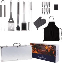 BBQ Accesoires Gereedschapset Koffer Set Tang Borstel Schort Barbecue Dagdeals - Chef Cook BBQ Accessoires Set