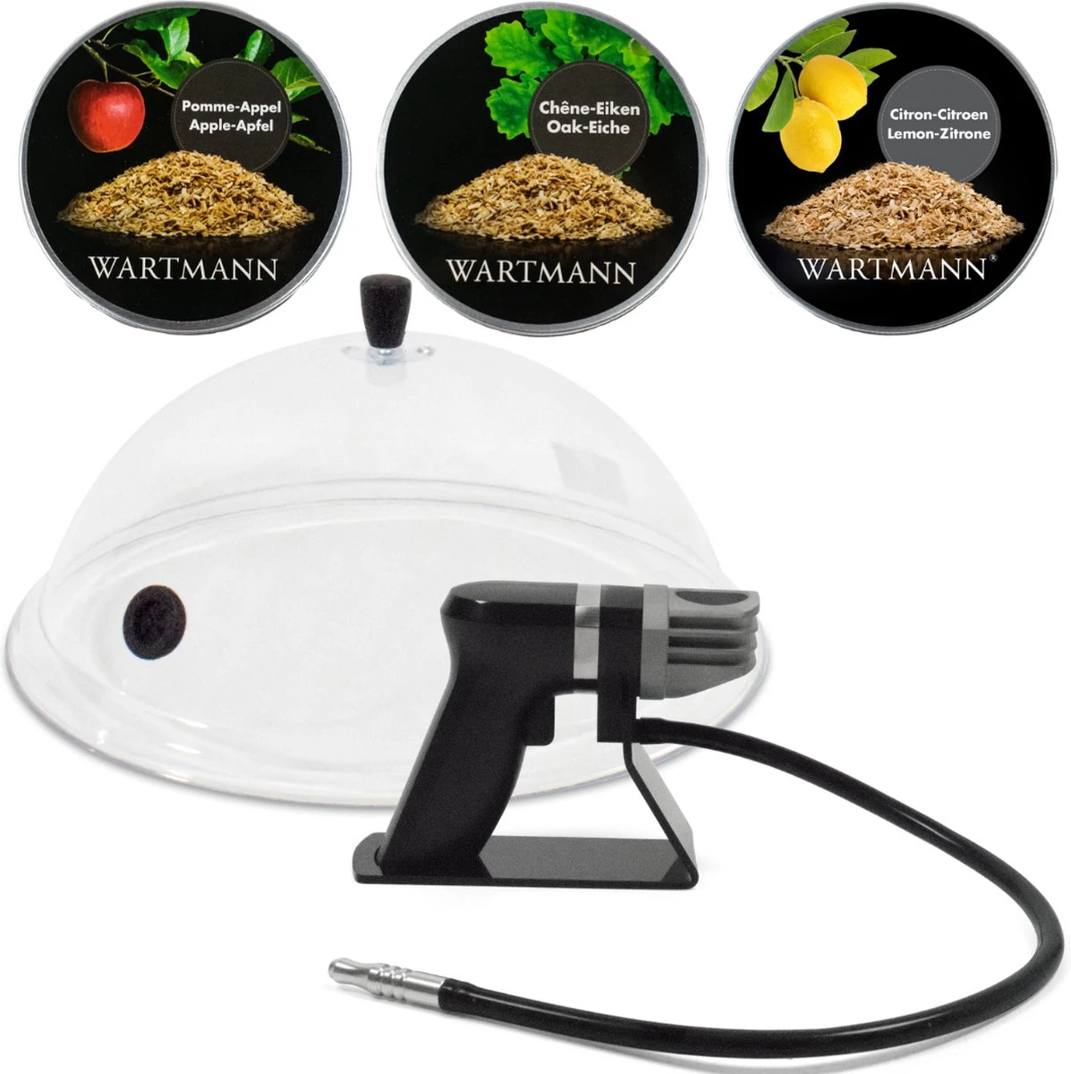 Wartmann 1907SK - Rookpistool Deluxe Pakket - Smoking Gun - Stolp - 3 Smaken Rookmot - Koud Roken - Foodsmoker - Cold Smoke - Rookapparaat - Eik, Appel En Citroen - Mat Zwart 3 Wartmann 1907SK - Rookpistool Deluxe Pakket - Smoking Gun - Stolp - 3 Smaken Rookmot - Koud Roken - Foodsmoker - Cold Smoke - Rookapparaat - Eik, Appel En Citroen - Mat Zwart