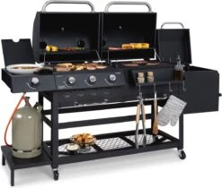 Klarstein Kingsville Double Barbecue - Houtskool- En Gasbarbecue - Smoker BBQ - Inclusief Deksels En Thermometer - Met 2 Roosters - Zwart 23 Klarstein Kingsville Double Barbecue - Houtskool- En Gasbarbecue - Smoker BBQ - Inclusief Deksels En Thermometer - Met 2 Roosters - Zwart -Barbecue Grill Winkel 1200x1020 1
