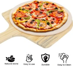 MaxxHome Pizzasteen - BBQ Steen - Maximum Te Verhitten Tot 600 Graden - ⌀33 - Incl. Houten Schep -Barbecue Grill Winkel 1200x1085 1