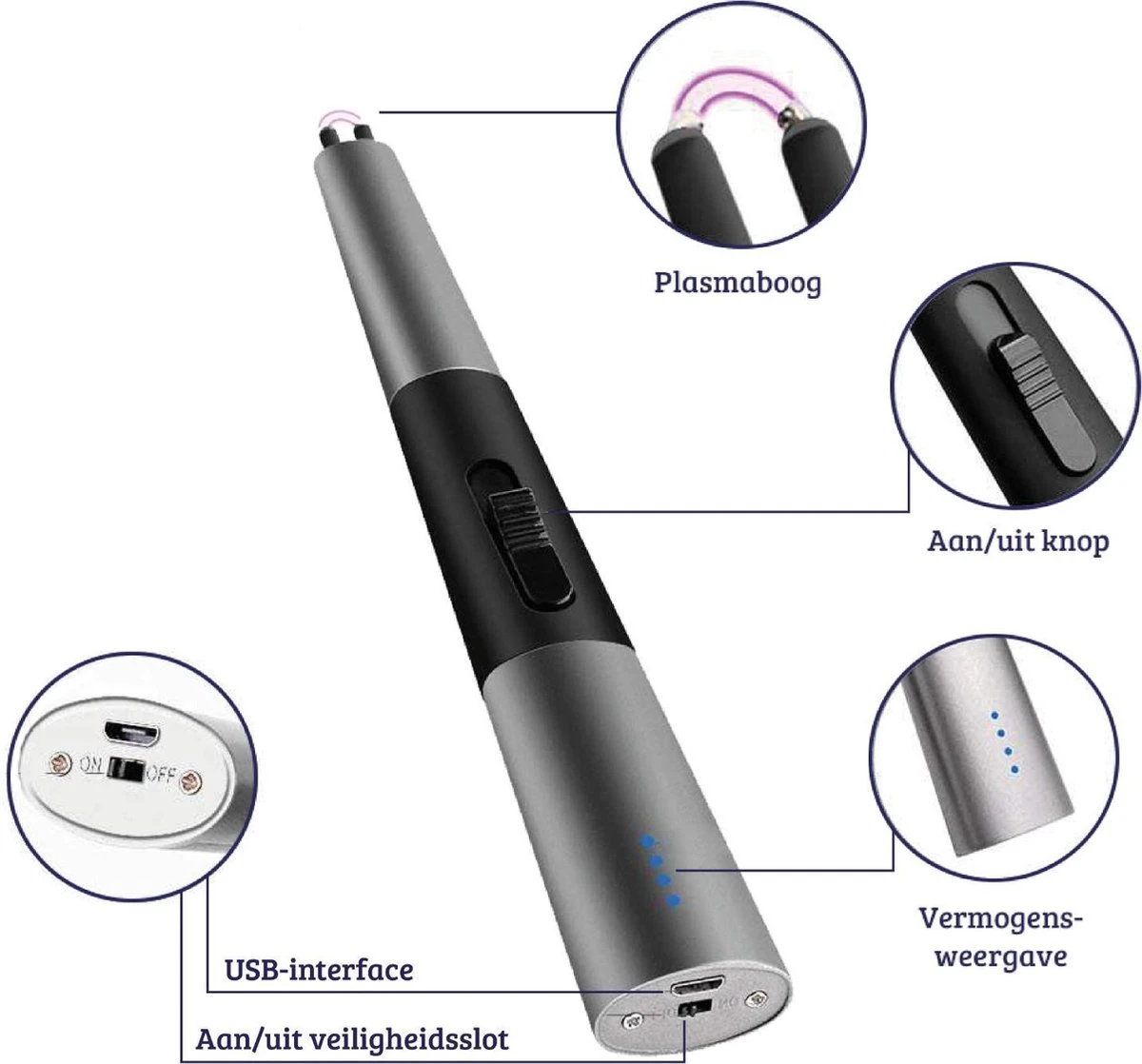 Allkinds Lange Elektrische Plasma Aansteker - USB Oplaadbaar - Vlamloze Elektrische Aansteker Voor Keuken, Kaars, BBQ Of Openhaard - Zwart - In- En Outdoor - Chique Design 4 Allkinds Lange Elektrische Plasma Aansteker - USB Oplaadbaar - Vlamloze Elektrische Aansteker Voor Keuken, Kaars, BBQ Of Openhaard - Zwart - In- En Outdoor - Chique Design - Afbeelding 2
