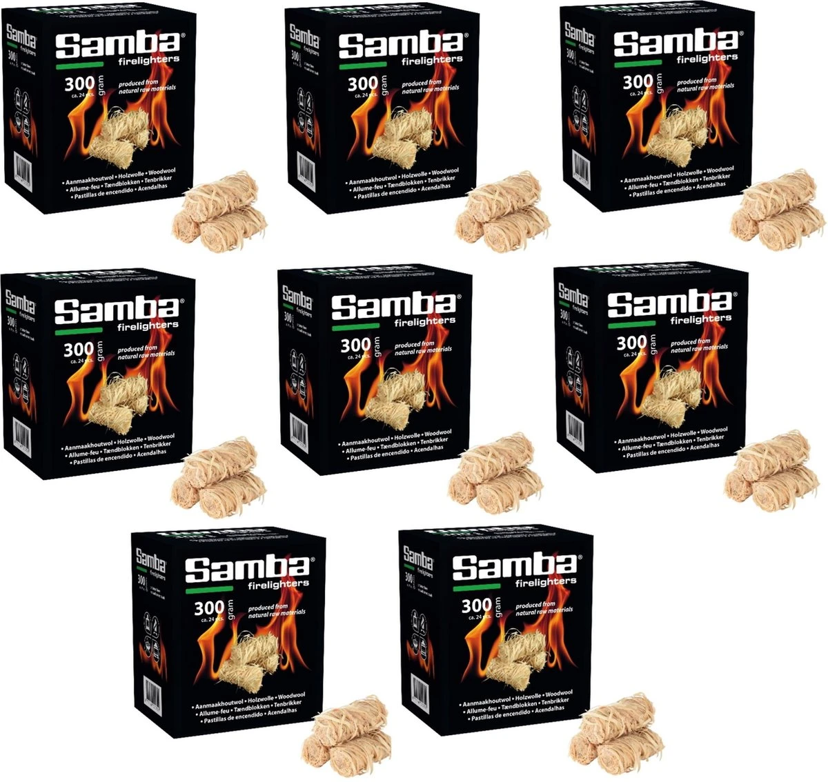 Samba Aanmaakhoutwol, Aanmaakkrullen, Wokkels á 192 Stuks - Omdoos 3 Samba Aanmaakhoutwol, Aanmaakkrullen, Wokkels á 192 Stuks - Omdoos