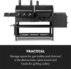 Klarstein Kingsville Double Barbecue - Houtskool- En Gasbarbecue - Smoker BBQ - Inclusief Deksels En Thermometer - Met 2 Roosters - Zwart 15 Klarstein Kingsville Double Barbecue - Houtskool- En Gasbarbecue - Smoker BBQ - Inclusief Deksels En Thermometer - Met 2 Roosters - Zwart -Barbecue Grill Winkel 1200x1155
