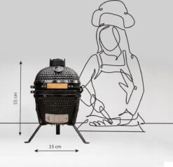 BluMill Kamado BBQ Egg - Kamado 13 Inch - Incl. Vlees Thermometer - Houtskoolbarbecues - Zwart - Ø 27cm -Barbecue Grill Winkel 1200x1156
