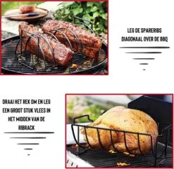 Rednas Sparerib Rek Bbq - Incl. Bakkwast - Bbq Rek - Bbq Accessoires - Rib Rack - Kiphouder - Bbq Gereedschap -Barbecue Grill Winkel 1200x1171 2