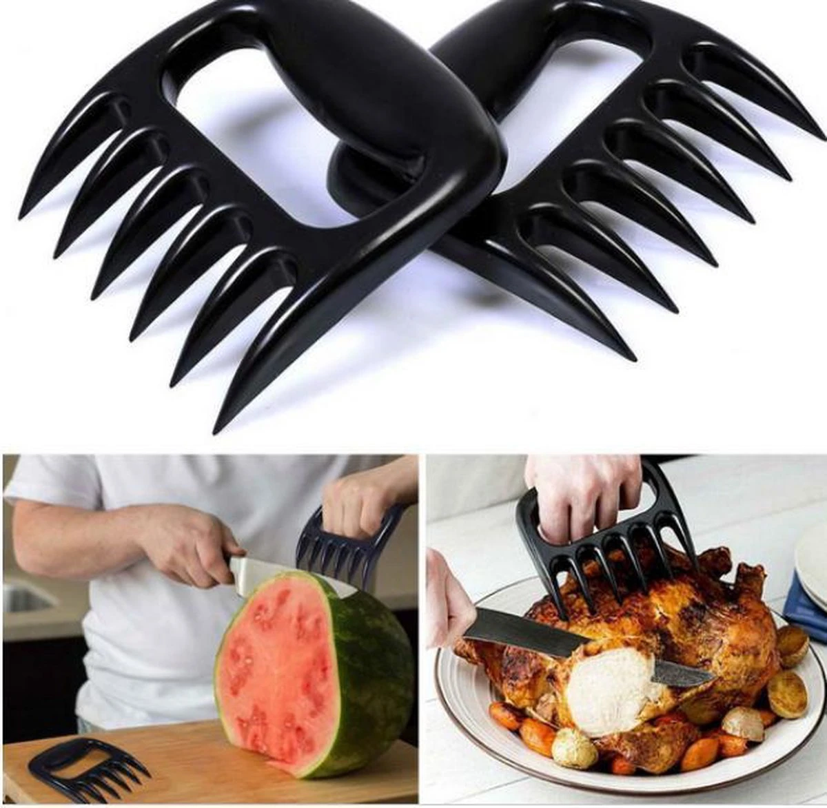 Merkloos Meat Claws - Vleesklauwen - Messen - Barbecue Kookgerei – BBQ Accessoires – Barbeque Accesoires - Kookgerei - 2 Stuks 4 Merkloos Meat Claws - Vleesklauwen - Messen - Barbecue Kookgerei – BBQ Accessoires – Barbeque Accesoires - Kookgerei - 2 Stuks - Afbeelding 2