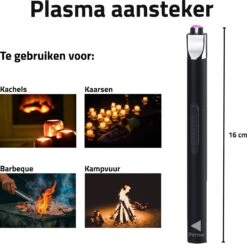 Oplaadbare Lange Elektrische Aansteker - Duurzame Plasma Aansteker - Inclusief Cadeauverpakking - BBQ - Kaarsen - Zwart -Barbecue Grill Winkel 1200x1187 10