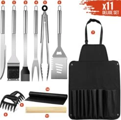 Squago BBQ Accesoires XXL Set Met Schort - Gereedschap - Gereedschapset Tang Borstel Mat -Barbecue Grill Winkel 1200x1189 1
