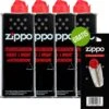 4 X Zippo Aansteker Benzine / Vloeistof + Gratis Vuursteentjes