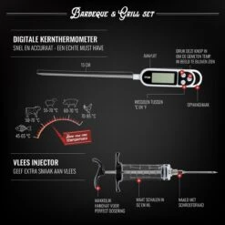 Mountain Jack® 40-Delige Luxe BBQ Grill Accessoires Set In Roestvrij Staal – Barbecue Gereedschap – Tangenset, Vlees Thermometer, Vleestang, Borstel, Spiezen, Vleesmes, Vleesvork -Barbecue Grill Winkel 1200x1199 7