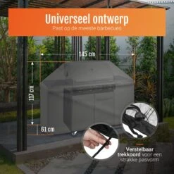 GrillX Barbecue Hoes - 145 X 61 X 117cm - BBQ Hoes Waterdicht - Beschermhoes Inclusief Trekkoord - BBQ Accesoires 12 GrillX Barbecue Hoes - 145 X 61 X 117cm - BBQ Hoes Waterdicht - Beschermhoes Inclusief Trekkoord - BBQ Accesoires -Barbecue Grill Winkel 1200x1200 360