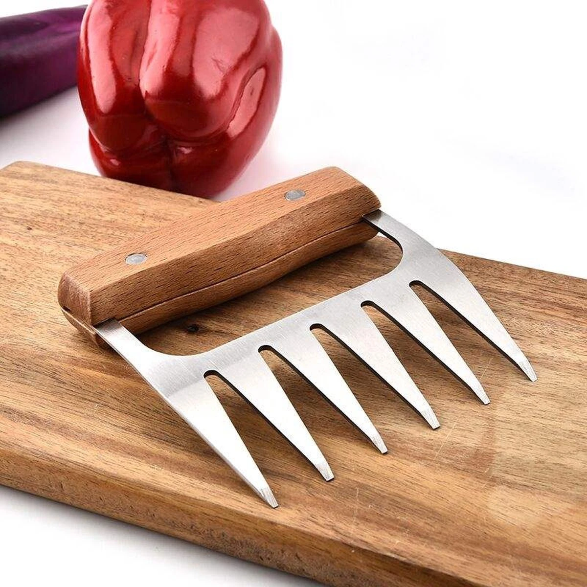 GrillX Luxe Vleesklauwen - Houten Handvat - RVS Meat Claws - Vleesshredder - Pulled Pork, Chicken - BBQ Accesoires 4 GrillX Luxe Vleesklauwen - Houten Handvat - RVS Meat Claws - Vleesshredder - Pulled Pork, Chicken - BBQ Accesoires - Afbeelding 2