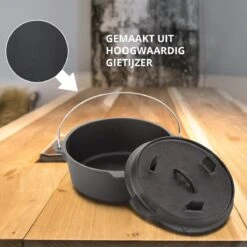 Dutch Mountains Gietijzeren Pannenset 7-delig - Dutch Oven – Braadpan - Grillpan - Hapjespan - Kookset In Houten Transportkist - Deksellifter - Brander -Barbecue Grill Winkel 1200x1200 558