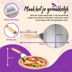 Nowad Pizzaschep RVS Rond Voor BBQ En Oven - 30,5 Cm - Pizzaspatel - Taartschep - Houten Handvat - Ophangbaar - Rond - Vaatwasbestendig - Keukenaccessoires -Barbecue Grill Winkel 1200x1200 600