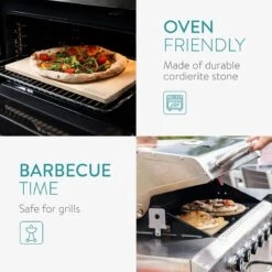 Navaris Pizzasteen XL Voor Oven En Barbecue - Rechthoekige Pizzaplaat 38 X 30 Cm - Inclusief Pizzaschep Met Extra Lang Handvat En Receptenboek -Barbecue Grill Winkel 1200x1200 844