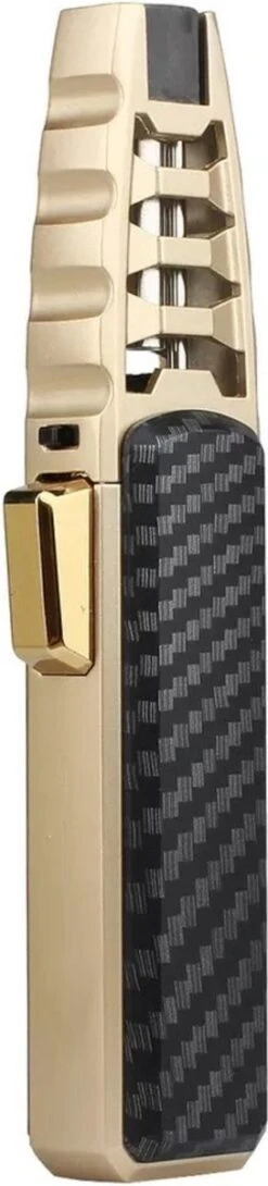 Merkloos Turbo Jetflame Aansteker - Gasbrander - Vuurwerk Torch - Crème Brûlée Brander - BBQ En Sigaren Aansteker - Windproof - Carbon Met Goudkleurige Metalen Behuizing -Barbecue Grill Winkel 272x1200 2