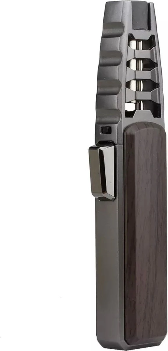 Merkloos Turbo Jetflame Aansteker - Gasbrander - Vuurwerk Torch - Crème Brûlée Brander - BBQ En Sigaren Aansteker - Windproof - Walnoothout Met Grijze Metalen Behuizing 5 Merkloos Turbo Jetflame Aansteker - Gasbrander - Vuurwerk Torch - Crème Brûlée Brander - BBQ En Sigaren Aansteker - Windproof - Walnoothout Met Grijze Metalen Behuizing - Afbeelding 3