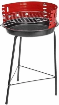 Houtskoolbarbecue Ø33 Cm | Verstelbare Grill BBQ | Halfopen | Zwart / Rood -Barbecue Grill Winkel 676x1200