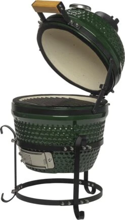 Patton Kamado Keramische Houtskoolbarbecue - 13" - Grilloppervlak Ø 28 Cm - Inclusief Heatdeflector - Groen -Barbecue Grill Winkel 682x1200
