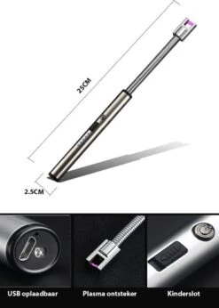 Oplaadbare Lange Elektrische Aansteker Buigbaar - Buigbare Aansteker - Duurzame Plasma Aansteker - Inclusief Cadeauverpakking - BBQ – Kaarsen – Zilver -Barbecue Grill Winkel 856x1200 1