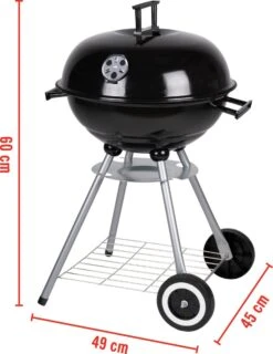 BBQ Collection Houtskoolbarbecue - Kogelbarbecue 45 X 60 Centimeter - Ronde Barbecue - Barbecue Op Wielen - Zwart - Metaal -Barbecue Grill Winkel 925x1200